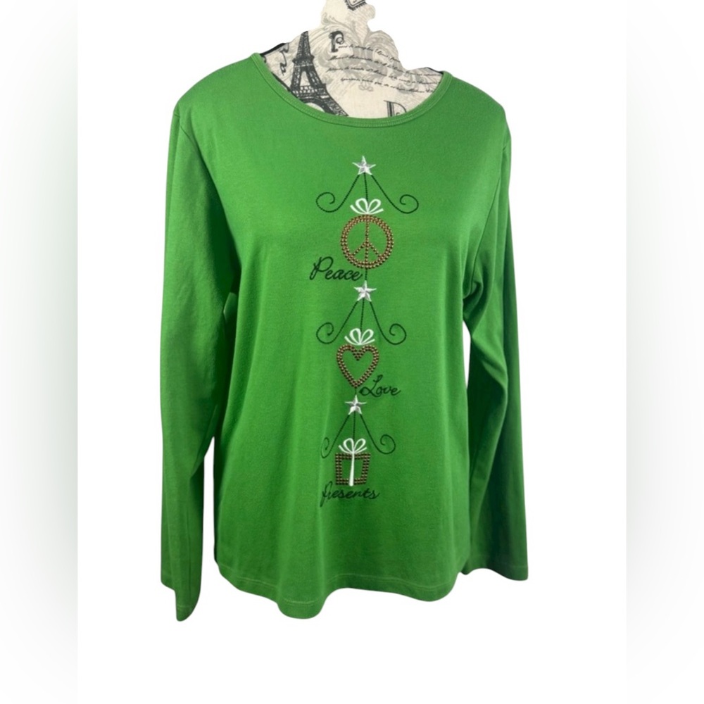 Festive Green Christmas Top by MC Sportswear | Holiday Cheer Essential Size L
